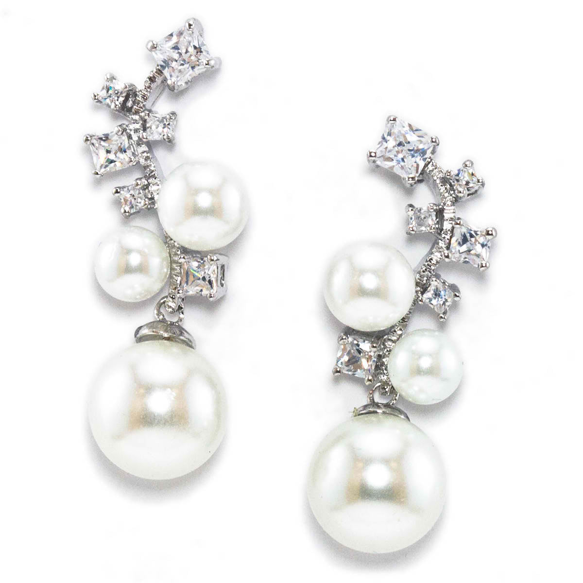 Carrine Modern Chic Pearl and Cubic Zirconia Earring | Anna Bellagio