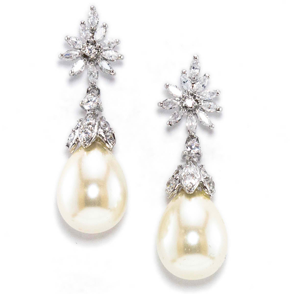 Felice Elegant Cubic Zirconia and Freshwater Pearl Drop from Anna Bellagio.