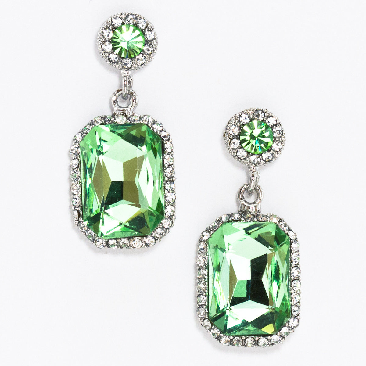 Serena Art-Deco Swarovski Crystal Earring Peridot Crystal | Anna Bellagio