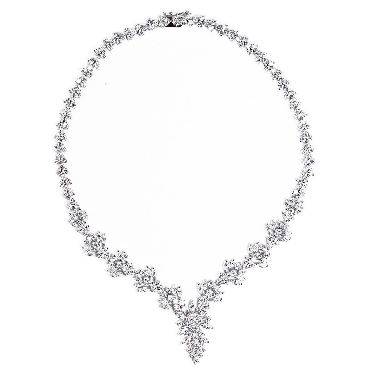 Ferida Floral Cubic Zirconia Statement Necklace and Earring Set