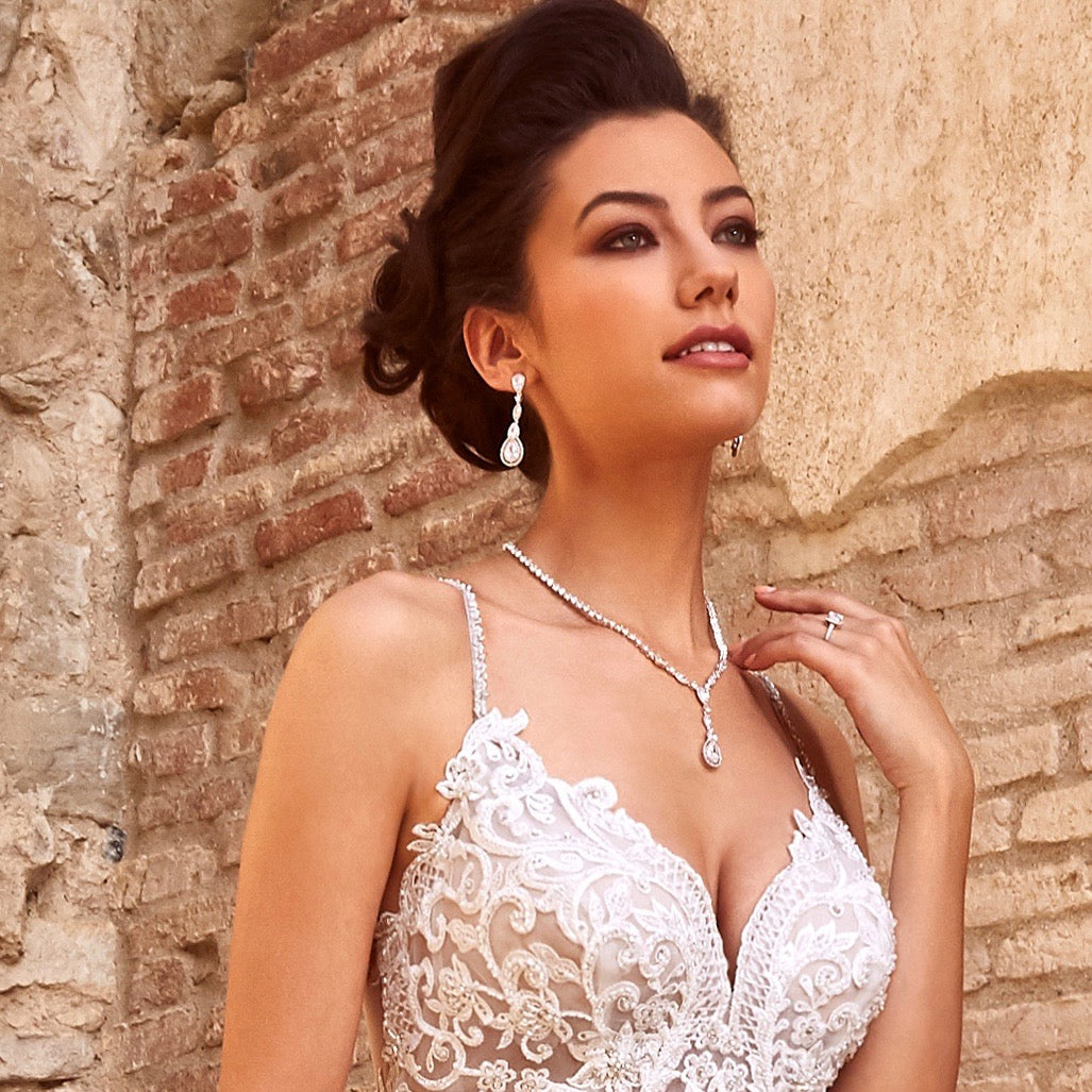 Airelle Cubic Zirconia Earrings on a beautiful model .