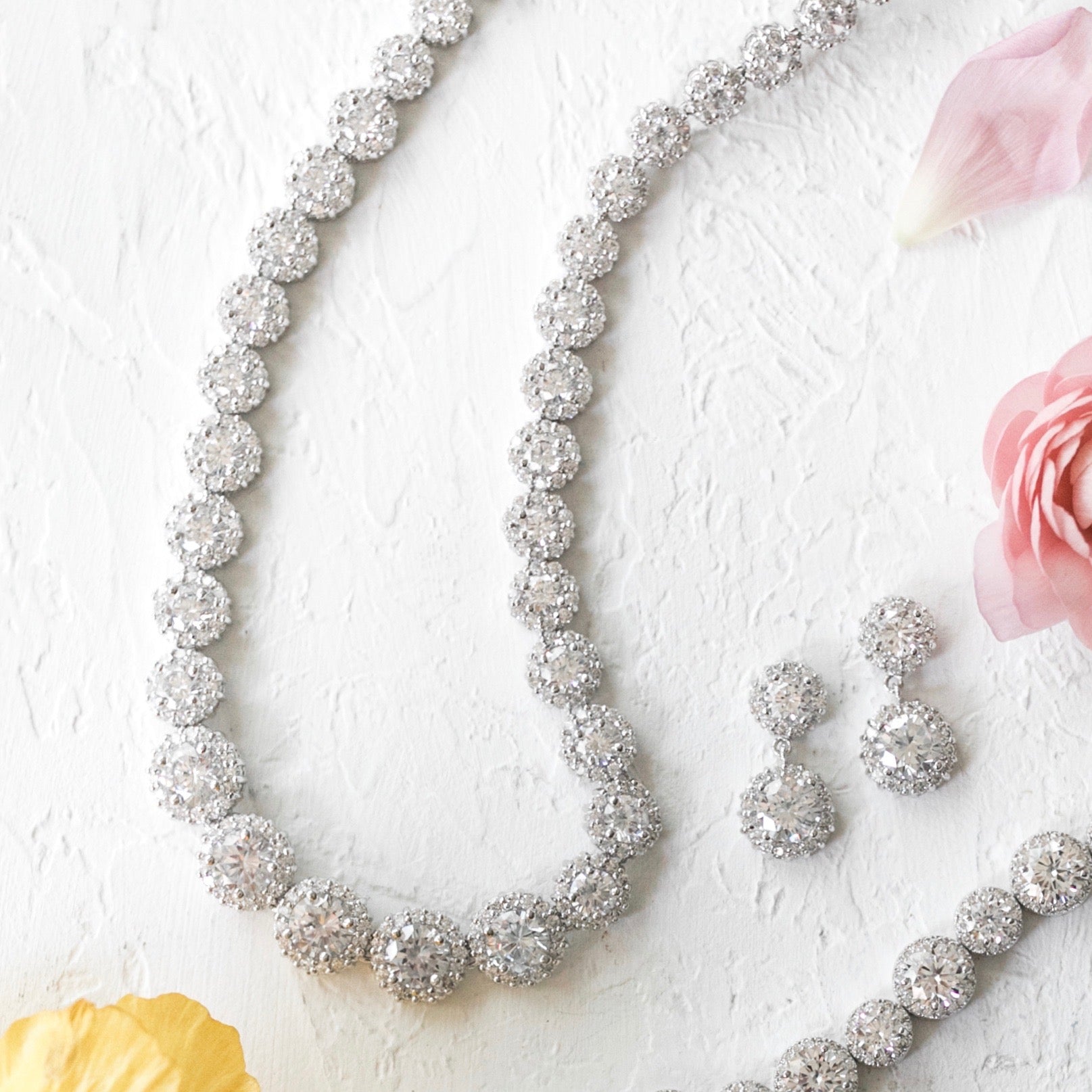 Amelia Floral Cubic Zirconia Necklace and Earring Set from Anna Bellagio