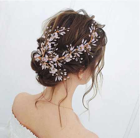 Model wearing Cassia Porcelain and Crystal Hair Vine Comb