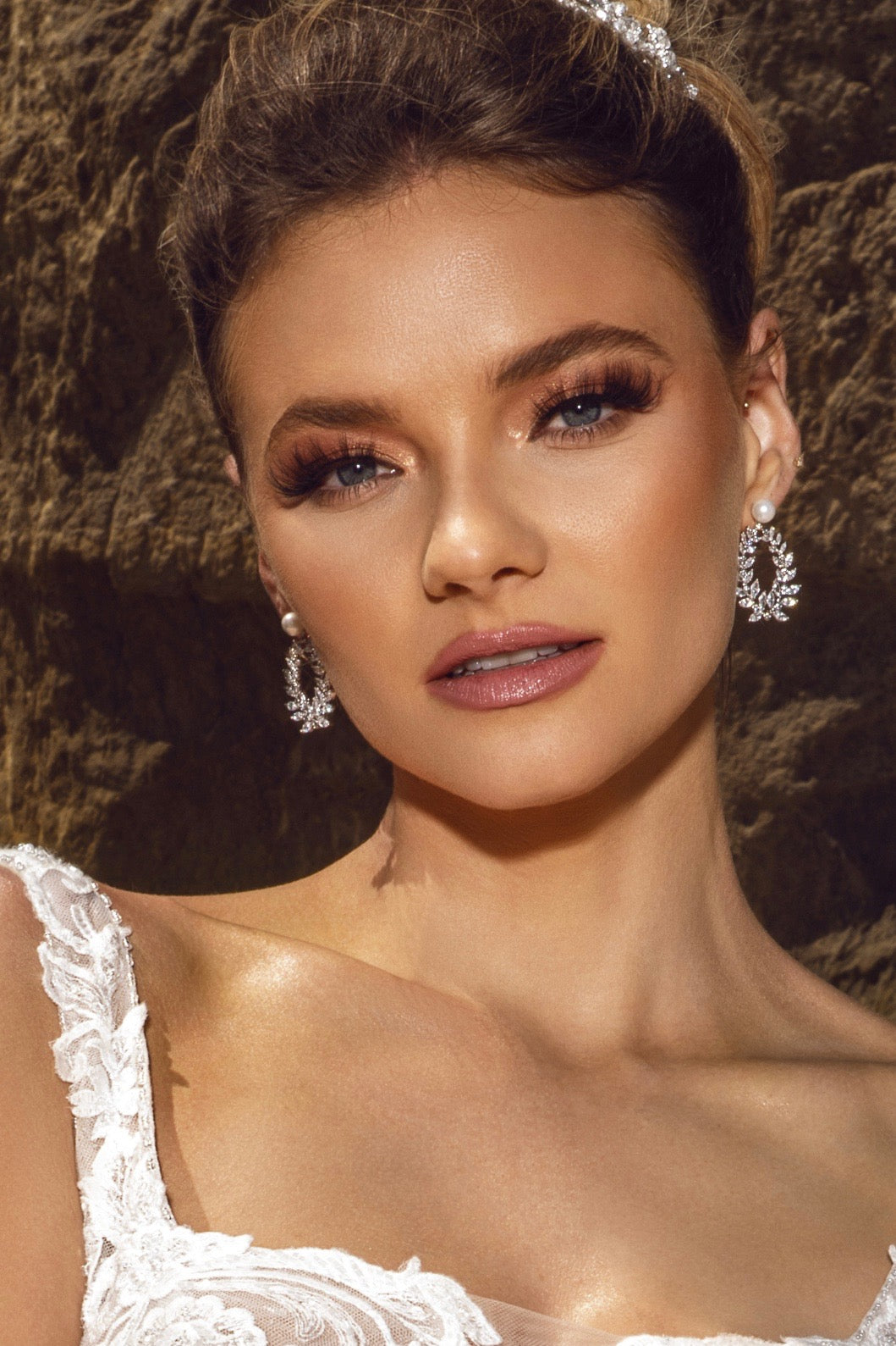 Miranda Pearl and Crystal Hoop Earrings | Anna Bellagio Mode wearing earrings