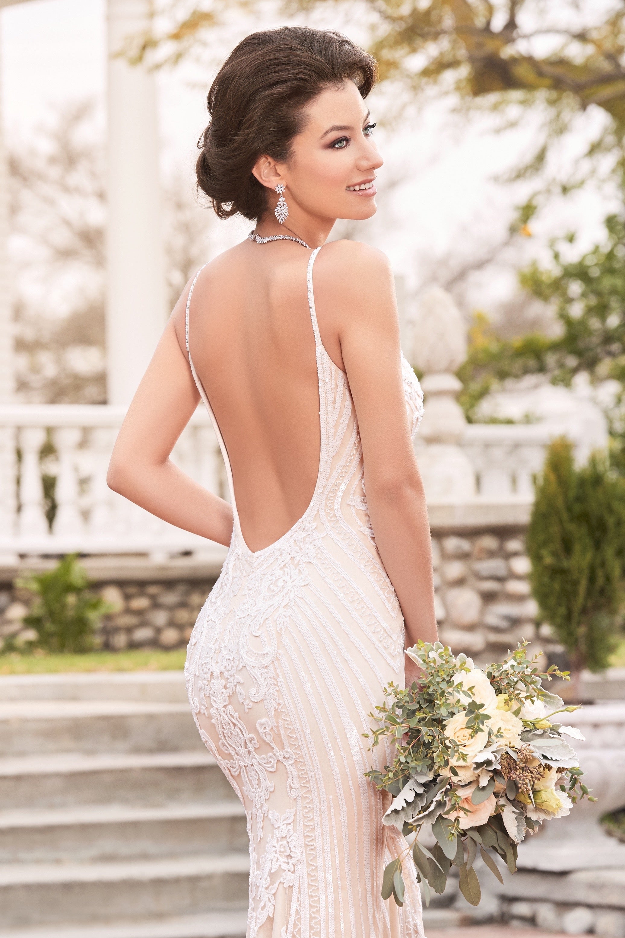 Annaliese Earrings worn by a Bride wearing a Kitty Chen Bridal Gown | Anna Bellagio