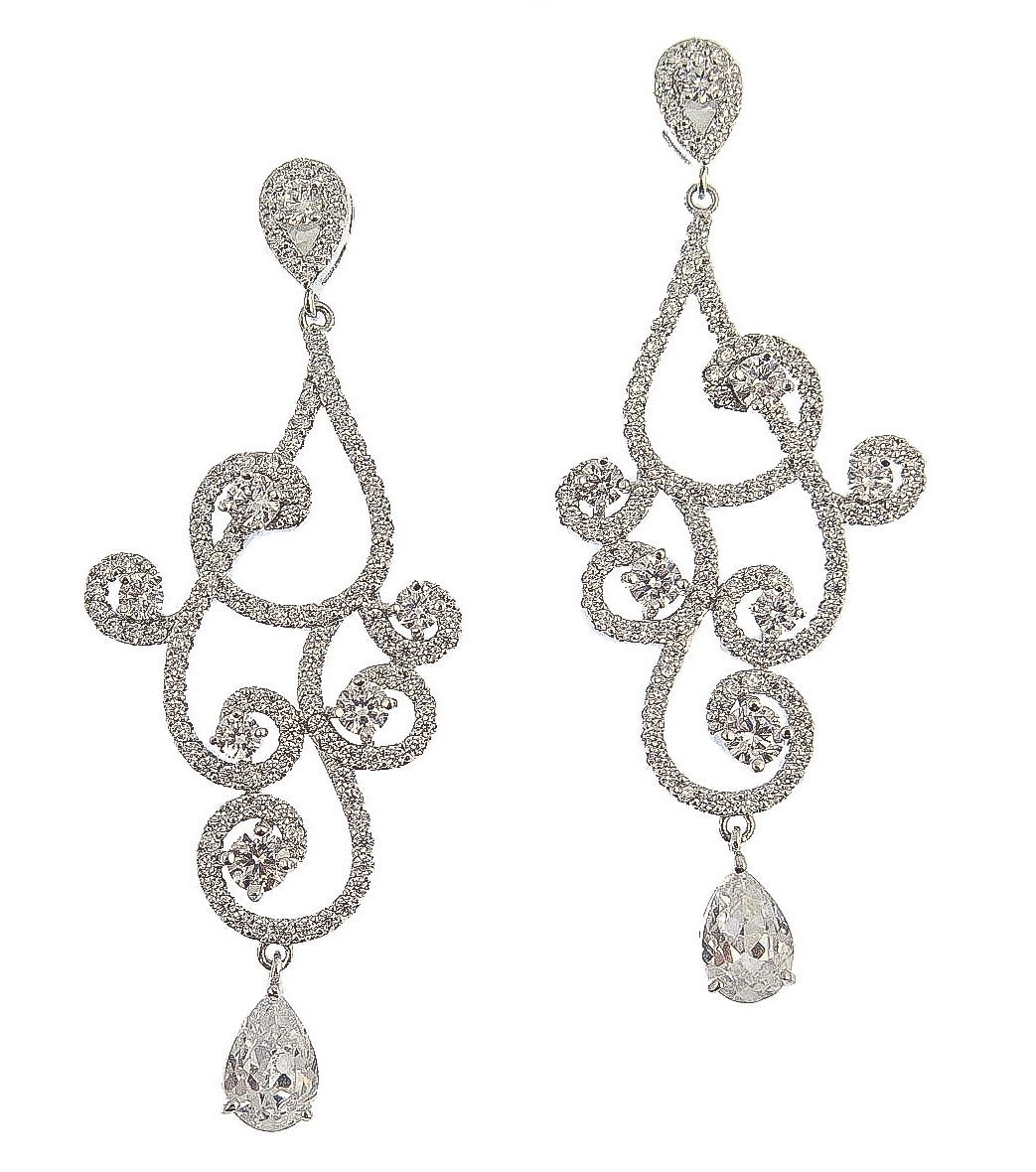 Aria Scroll Crystal Statement Earrings | Anna Bellagio