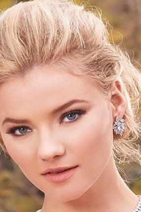 Beronice Cluster Bridal Earrings | Anna Bellagio Model Image Close