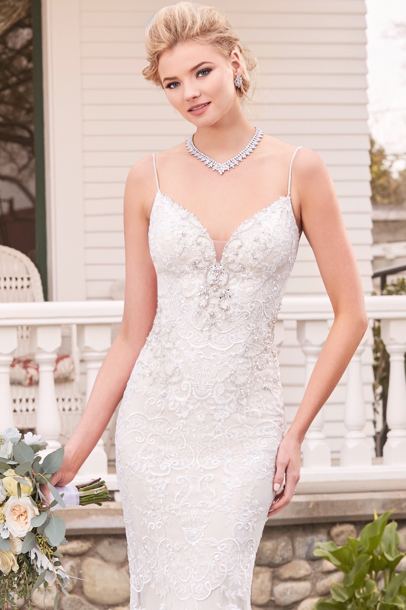 Beronice Cluster Bridal Earring | Anna Bellagio with a Kitty Chen Couture Bridal Gown