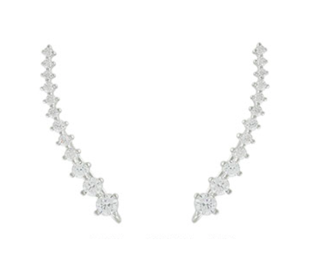Brea Silver Graduated Crystal Ear Climbers | Anna Bellagio