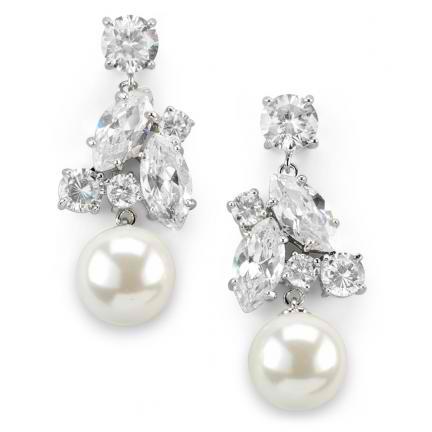 Capri Cubic Zirconia and Pearl Drop Earrings | Anna Bellagio