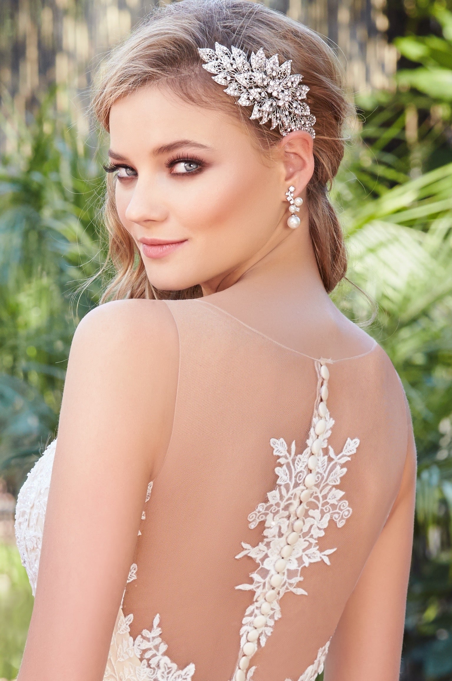 Carinne Modern Chic Pearl ad Cubic Zirconia Earring | Anna Bellagio Model Image