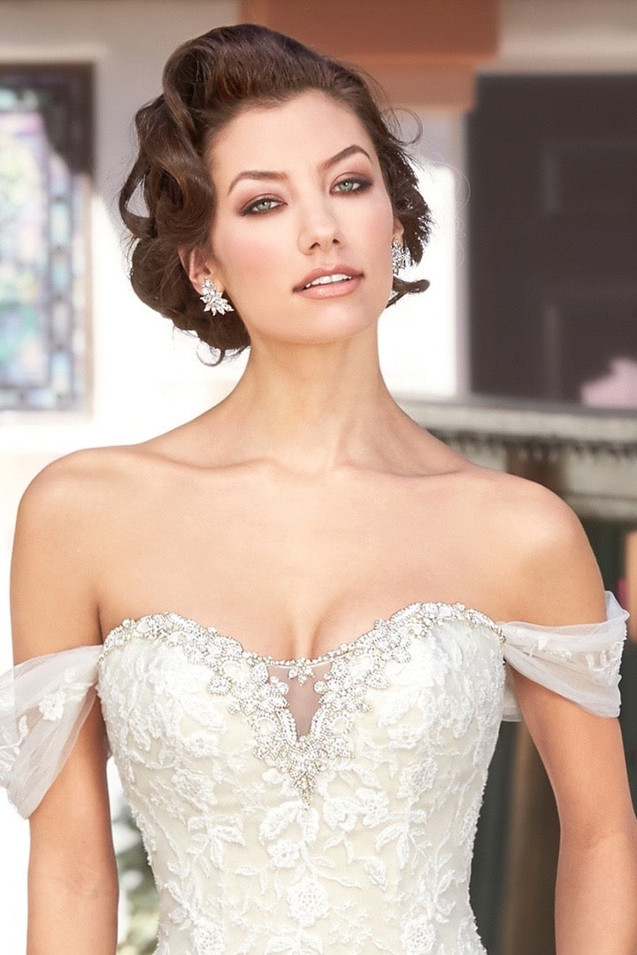 Cassandra Cluster Bridal Earrings on Model
