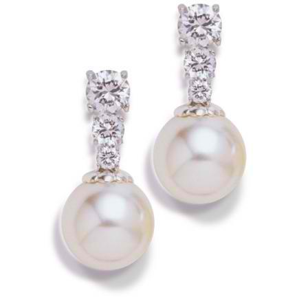 Dolce Cubic Zirconia and Pearl Earrings from Anna Bellagio