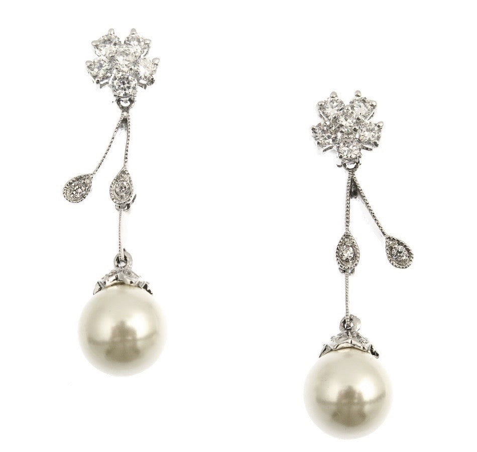 Eden Floral Pearl Dangle Earrings from Anna Bellagio.