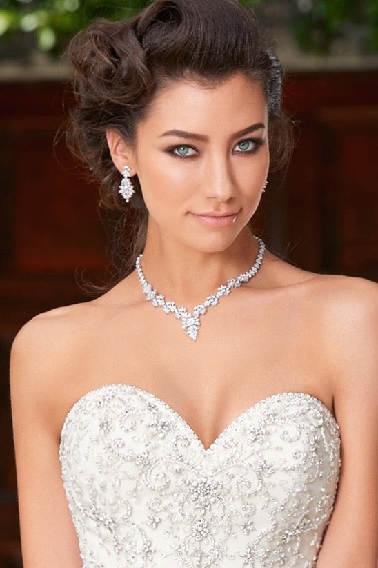 Ferida Statement Necklace and Earring Set on Bride Model
