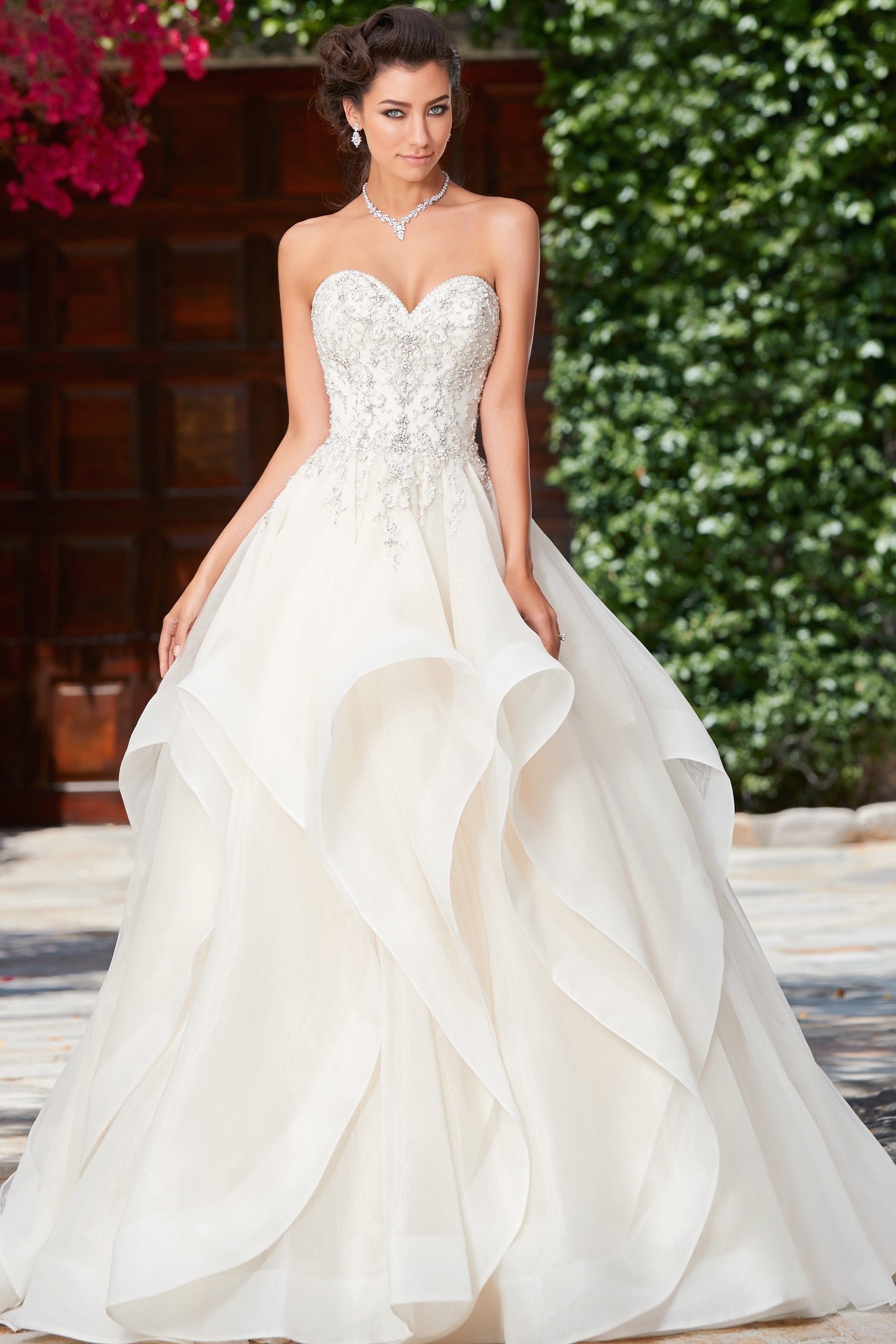 Ferida Necklace on Model Aletta Gown Kitty Chen