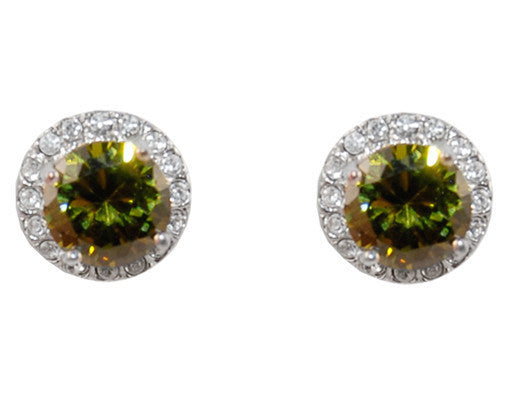 Halo Olive Crystal Petite Stud Earrings