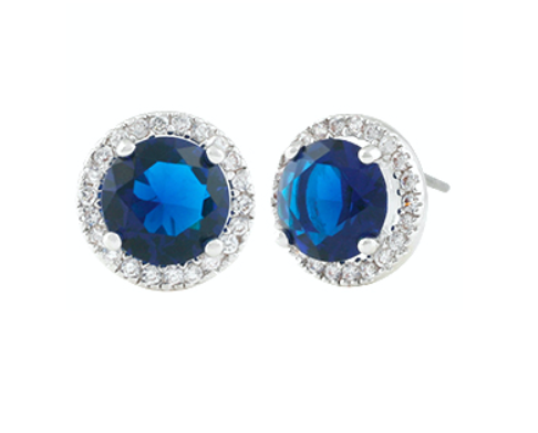 Jules Halo Sapphire Stud Earrings