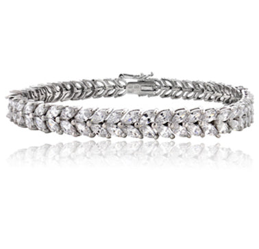 Laurel Petite Cubic Zirconia Leaf Style Bridal Bracelet
