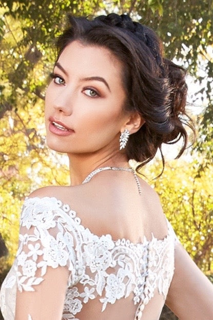 Peony Earrings with Lace Bridal Gown