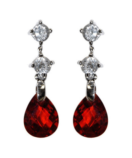 Malia Garnet Red Crystal drop earrings