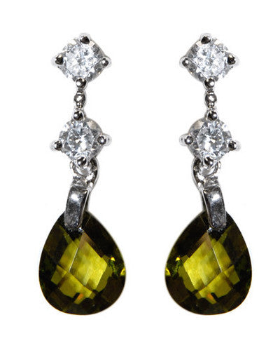 Malia Olive green crystal drop earring