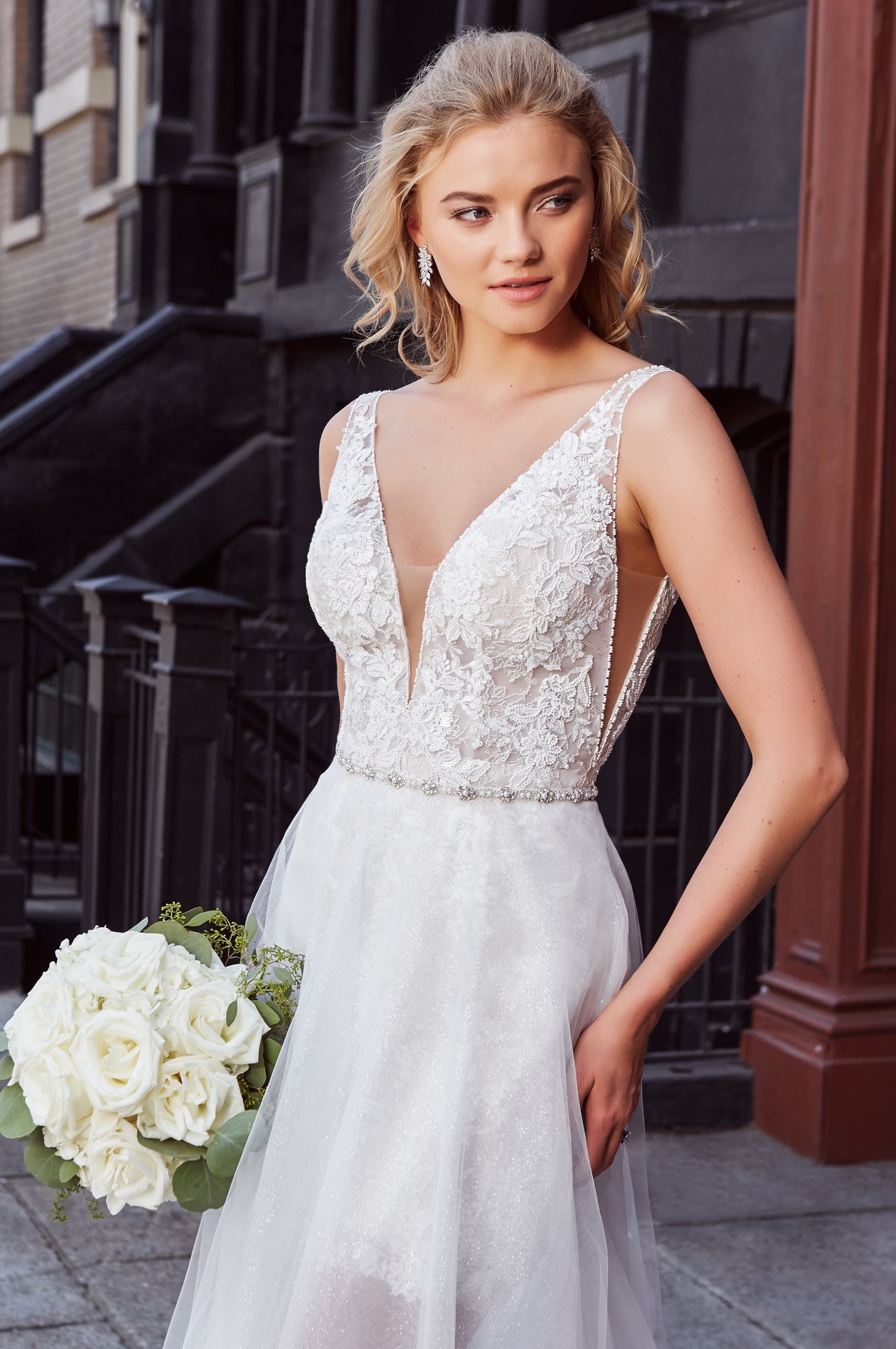 Peony Earrings with Kitty Chen Gown