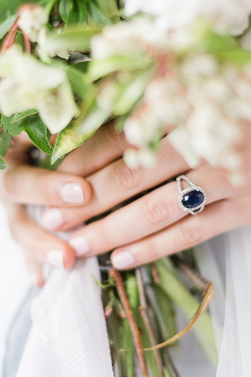 Azura Oval Sapphire Ring on Model