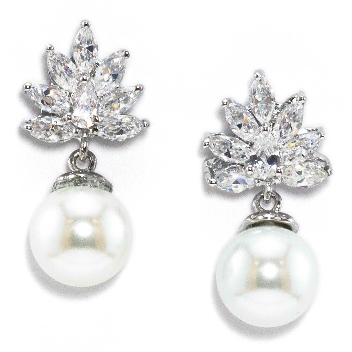 Kinzy Floral Cubic Zirconia and Freshwater Pearl Earring 