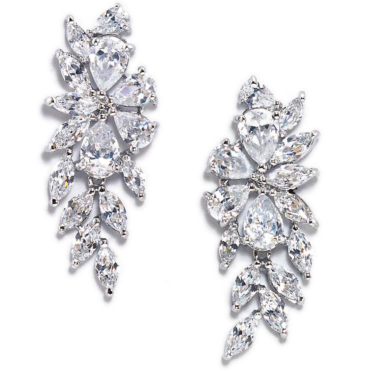 Peony Floral Inspired Cubic Zirconia Bridal Earring 