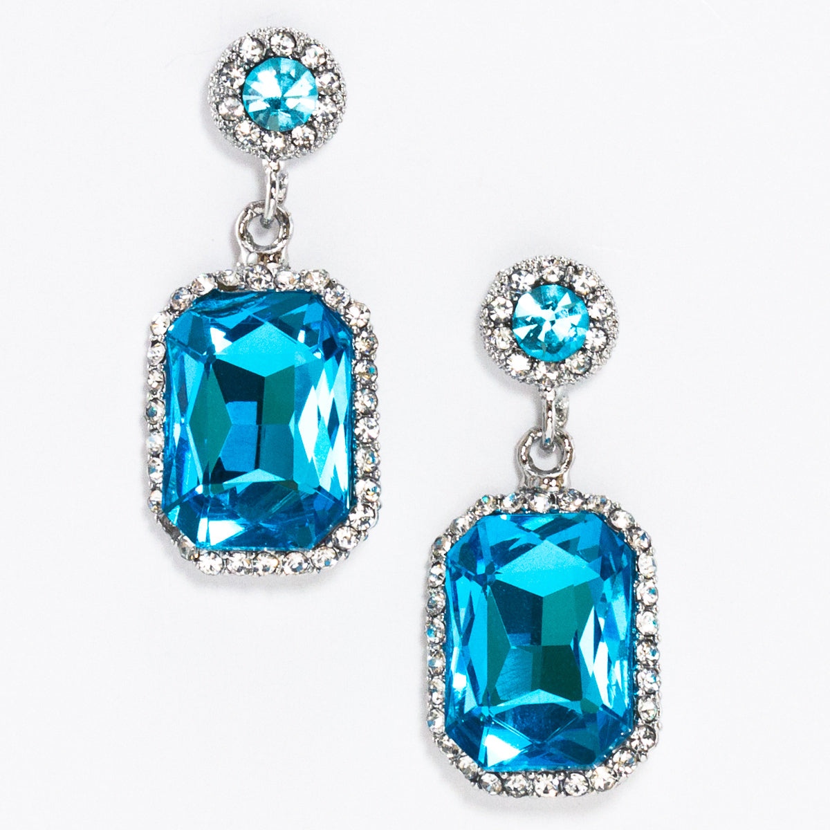 Serena Art-Deco Swarovski Crystal Earring | Anna Bellagio  Aqua Crystals