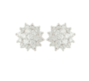 Dahlia Floral Stud Earrings | Anna Bellagio  Cubic Zirconia clustered in a floral stud pattern. 