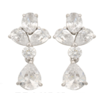 Dezi Cubic Zirconia Earrings | Anna Bellagio Three Clustered pear shaped  stones that dangle a single pear shaped stone