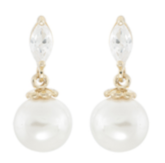 Lenora Gold Cubic Zirconia and Pearl Earrings from Anna Bellagio 