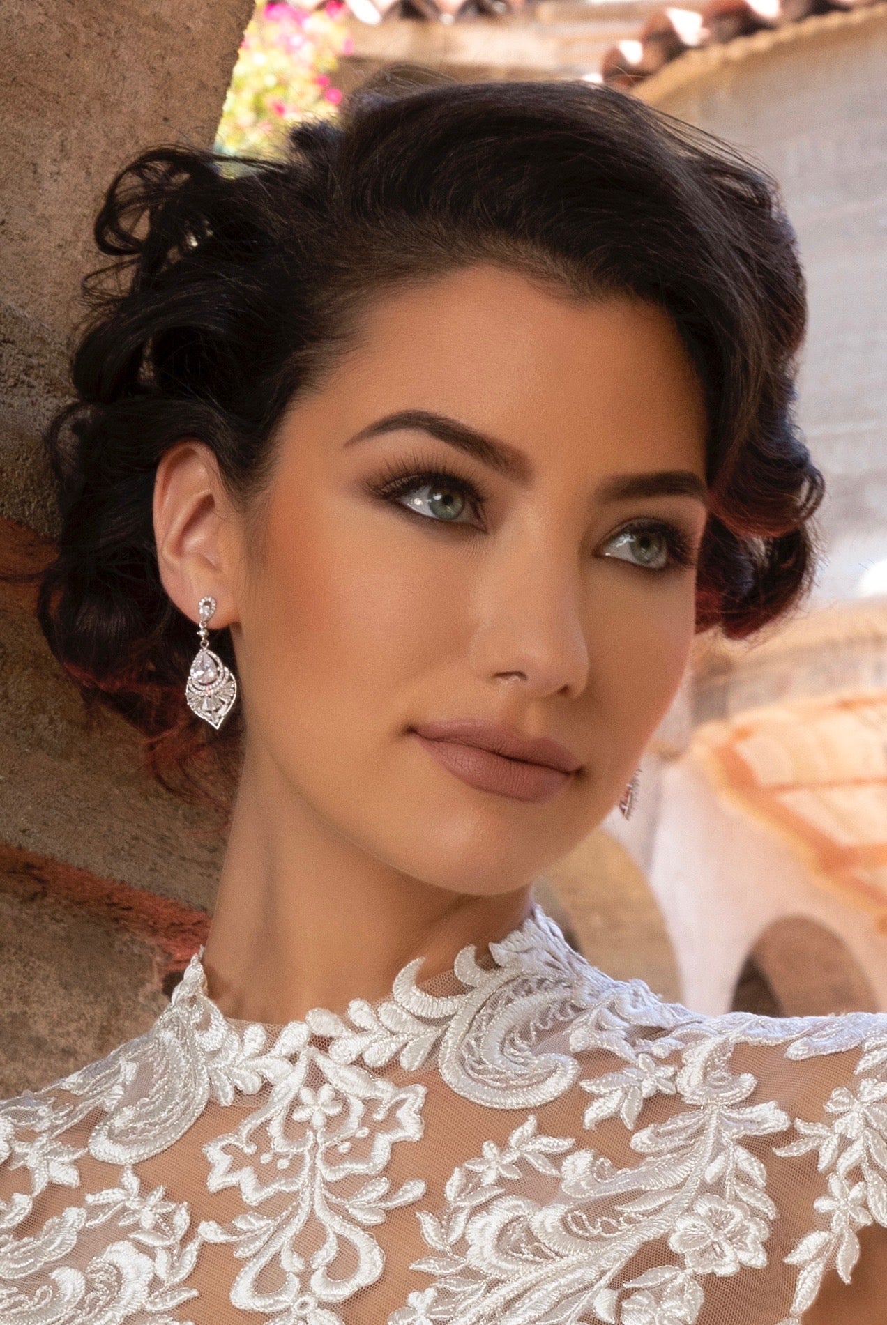 Margaux Vintage Inspired Dangle Earrings | Anna Bellagio Model Image 