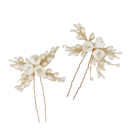 Sabelle Floral Hair Pins in Gold