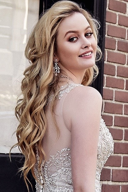 Alessandra Crystal Chandelier Earrings on Model