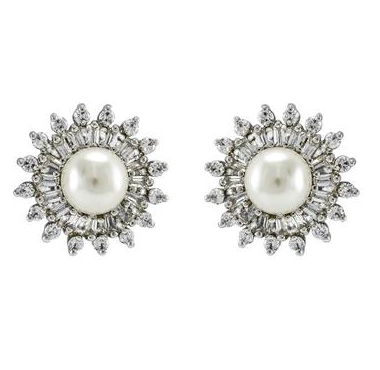 Beatriz Pearl and Crystal Stud Statement Earring
