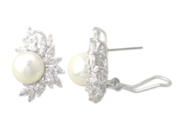 Brennley Pearl and Crystal Cluster Earrings | Anna Bellagio 
