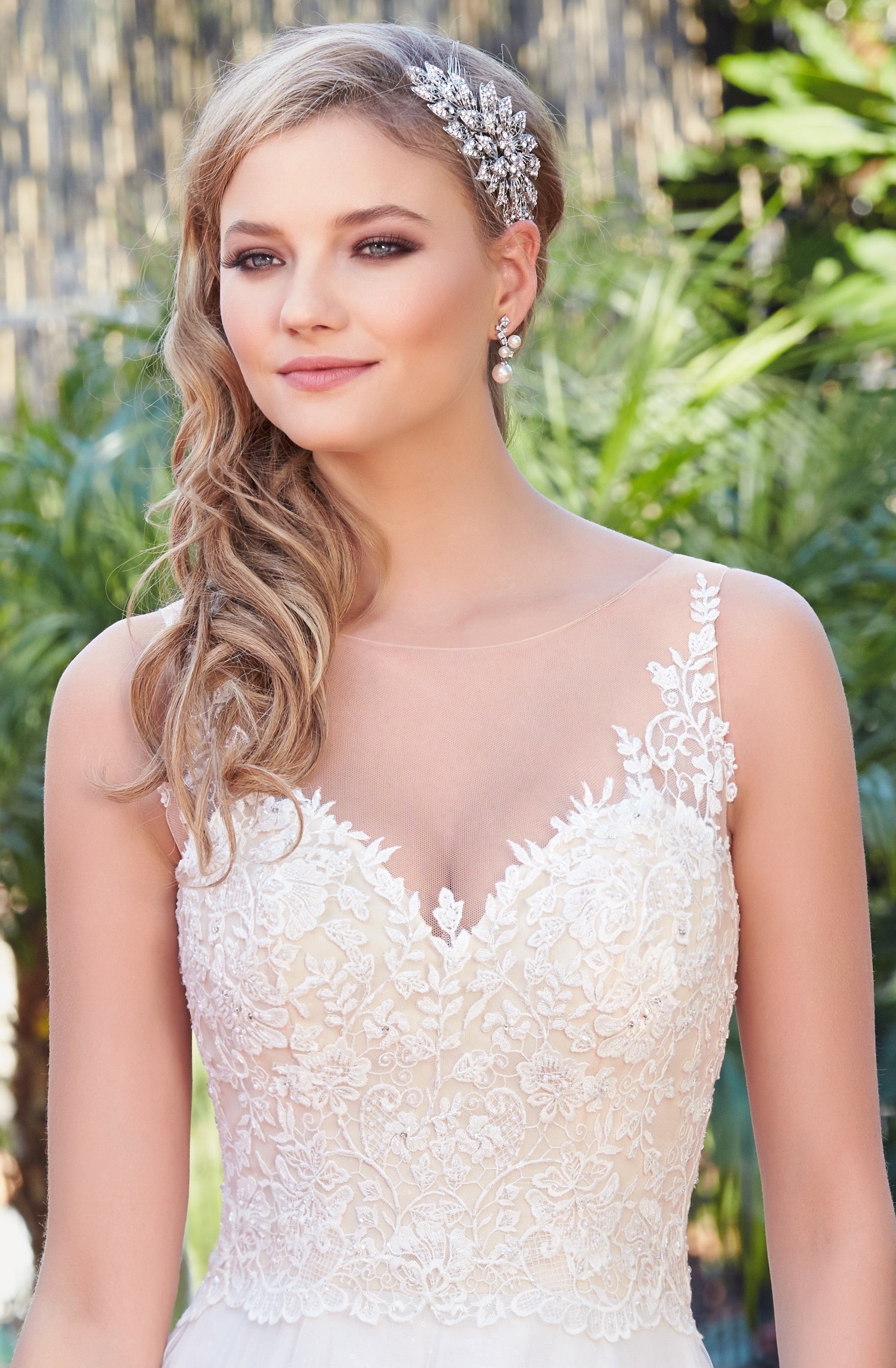 Carrine Modern Chic Pearl and Cubic Zirconia Earring | Anna Bellagio Model Image