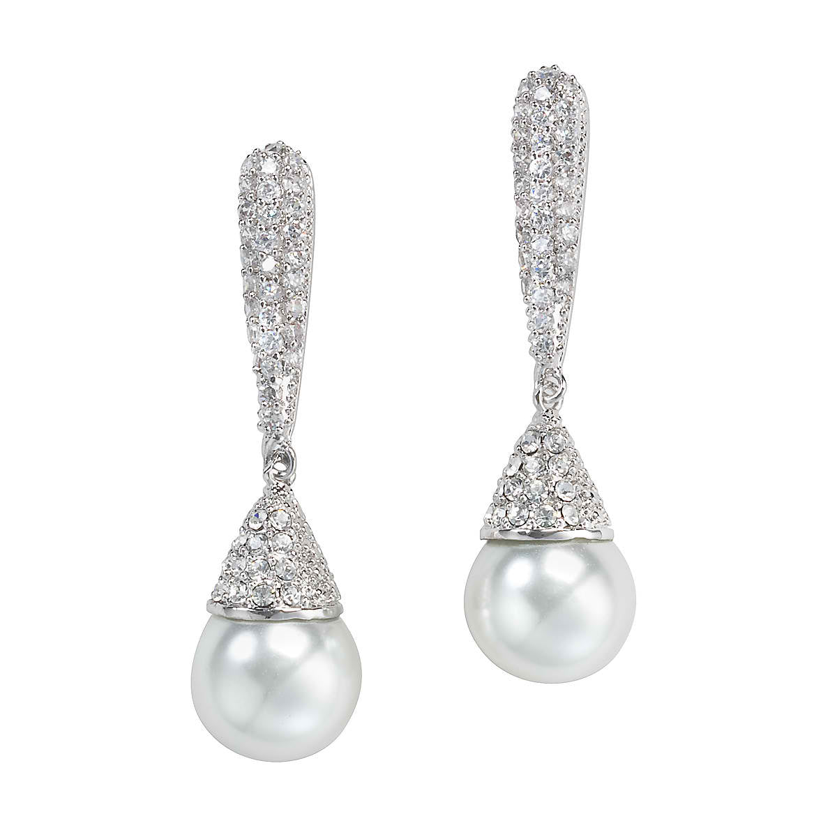 Jada Dramatic Pave' and Pearl Bridal Earrings 