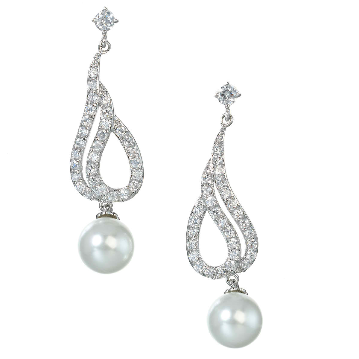 Patrizia Sophisticated Lux Pearl and Cubic Zirconia Bridal Earring 