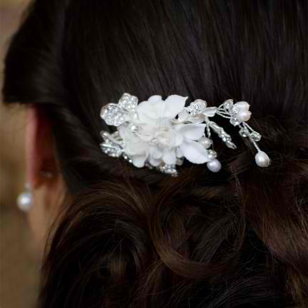Elise Porcelain, Pearl and Crystal Hair Comb 