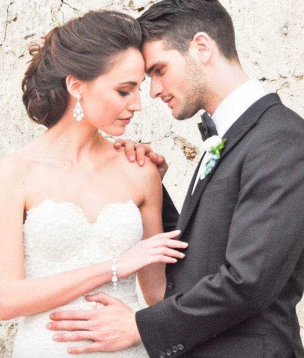 Elizabetta Modern Vintage Chandelier Statement Earrings on Model at the Amalfi Coast Shoot