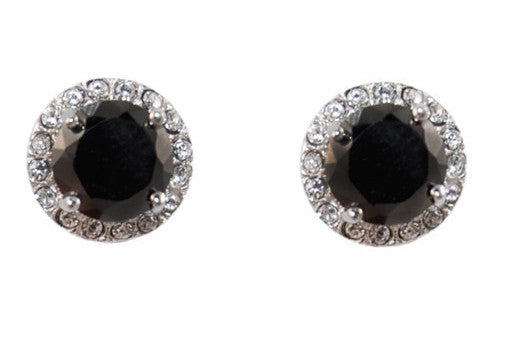 Halo Jet Black Crystal Petite Stud Earrings