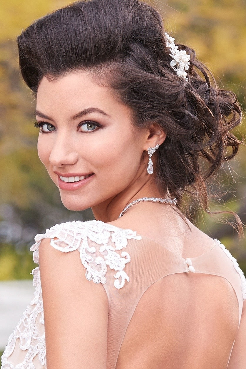 Lina Pave' Crystal Dangle Earrings on Model