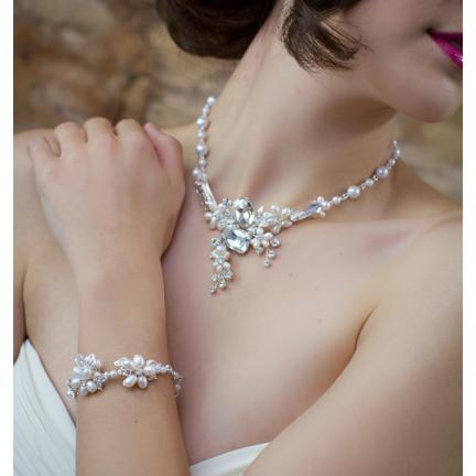 Lucia Freshwater Pearl and Crystal Statement Necklace 