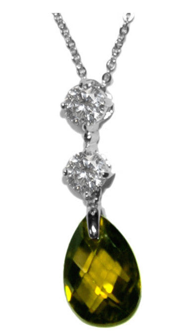 Malia Olive Green Crystal Drop Pendant Necklace