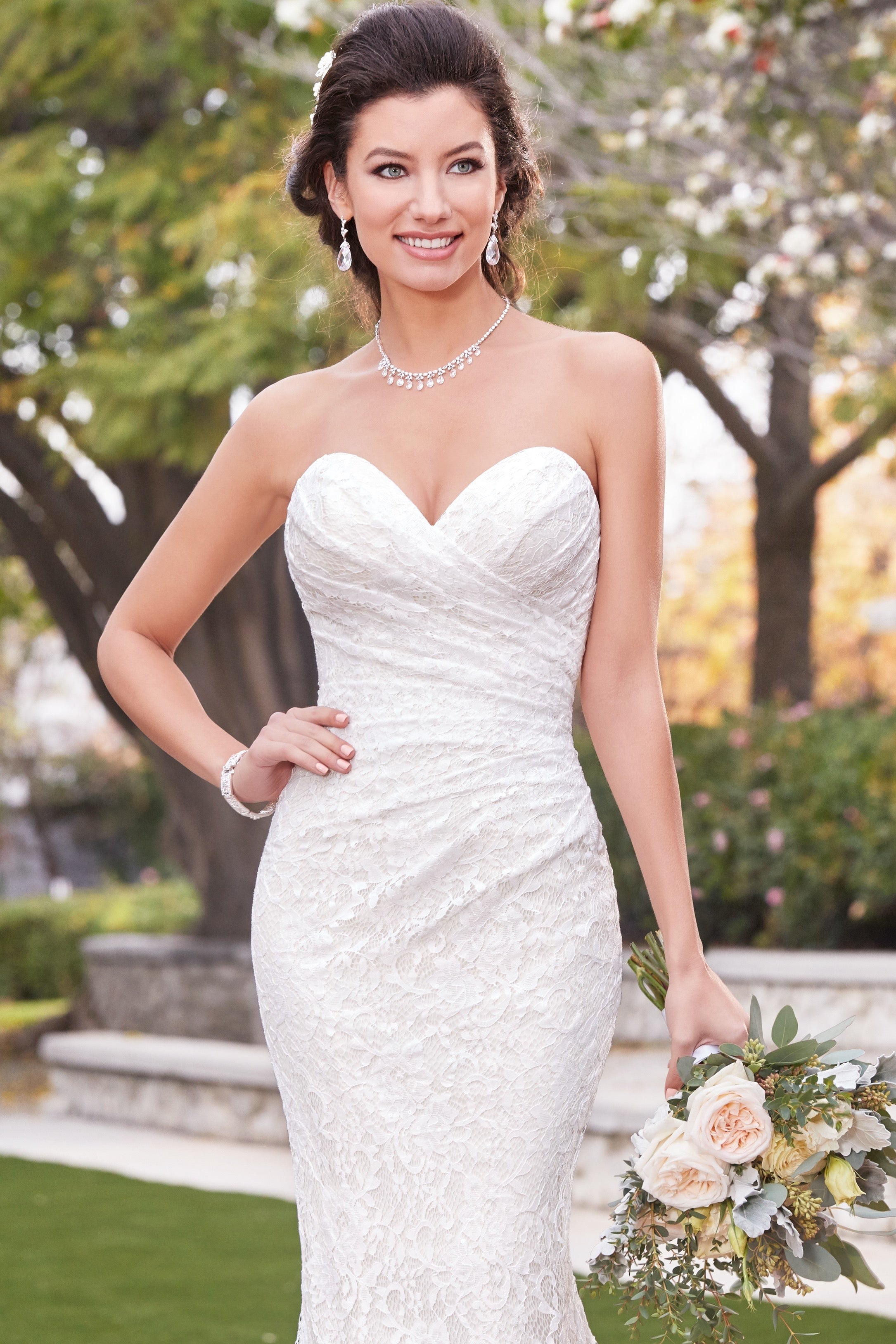 Nina Cubic Zirconia Necklace paired with the Eva Gown from Kitty Chen Couture. 