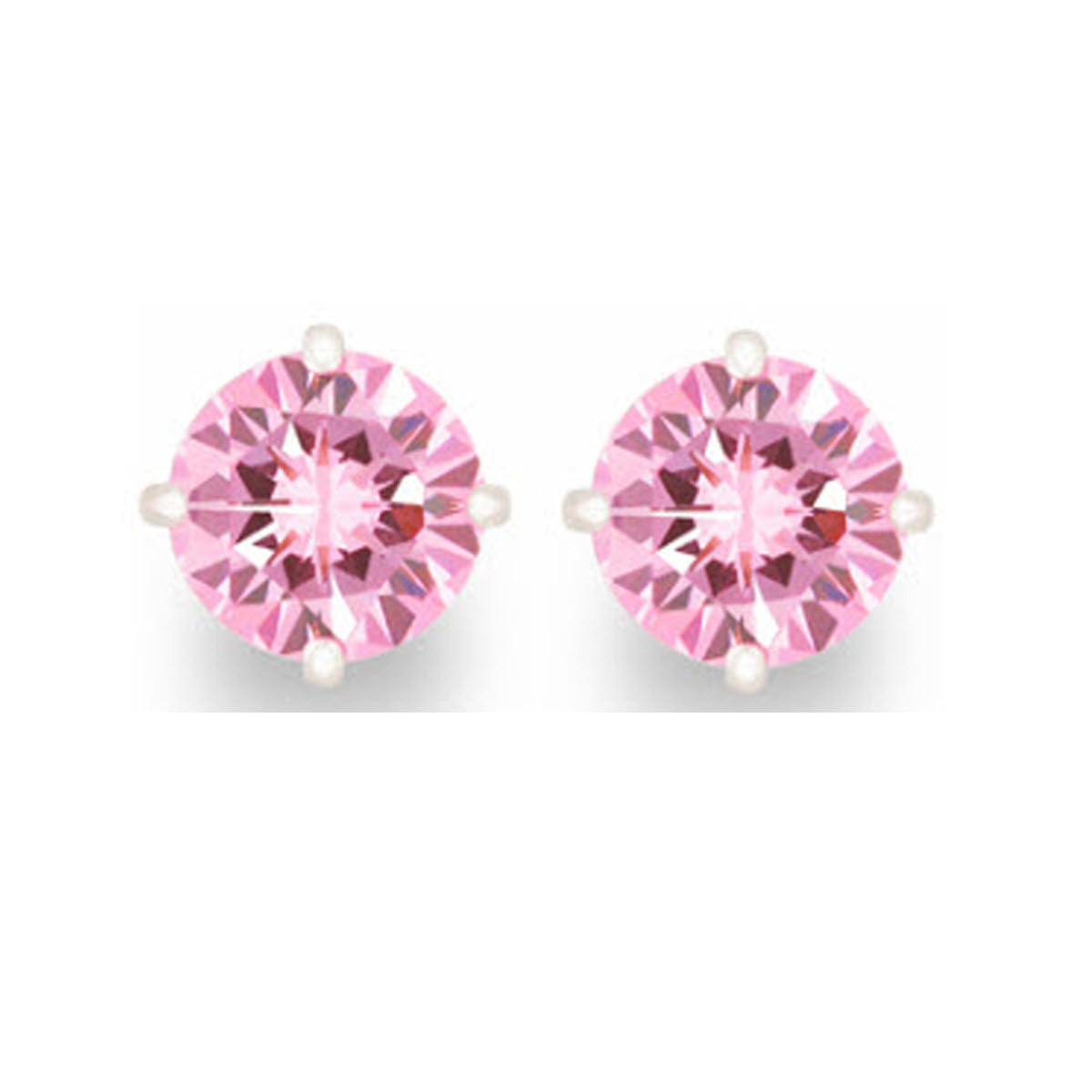 Rose Pink Cubic Zirconia Solitaire Stud 